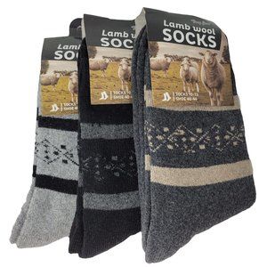 Men's Lamb Wool Crew Socks, Warm Winter Heavy Duty Boot, Size 10 - 13, 3 Pairs